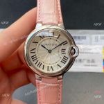 Swiss Quartz | TW Factory Cartier 36mm Ballon Bleu de Pink Leather Strap